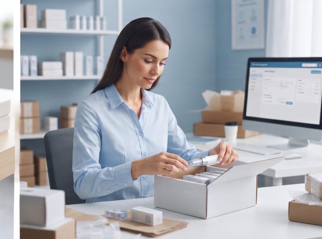 beauty reseller packing Dr.Pen devices and cartridges for customers