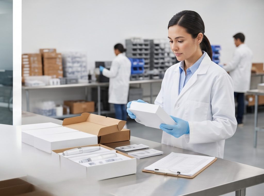 quality control for finished private label microneedling pen packaging