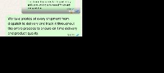 Redacted WhatsApp proof showing Justech shipment photo and tracking support